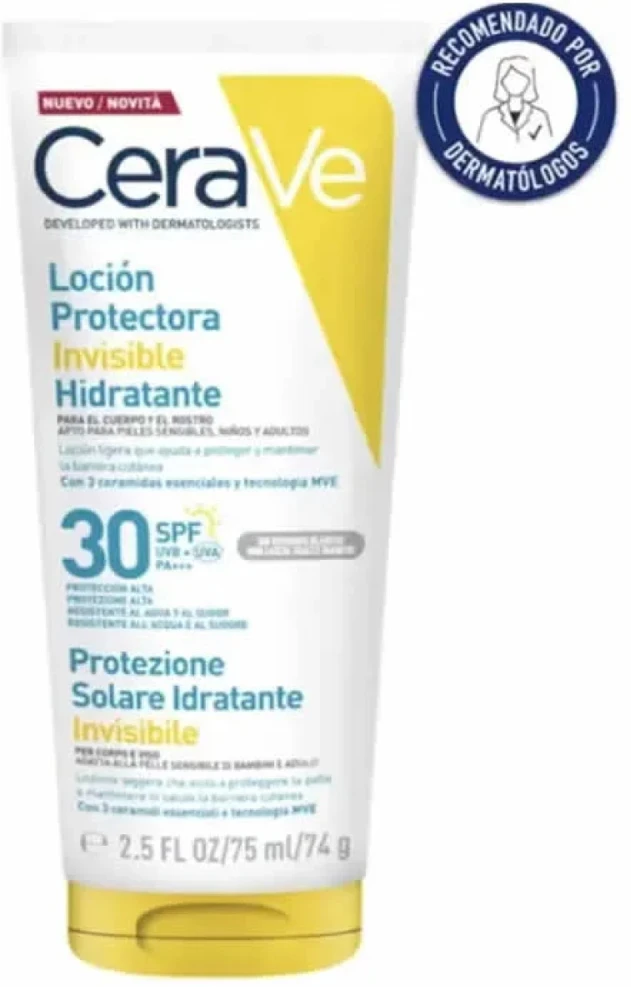 CeraVe Invisible Hydrating Protective Lotion SPF 30 apsauginis losjonas nuo saulės, 75 ml