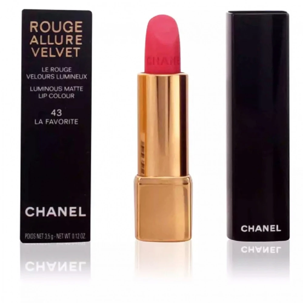 Chanel Rouge Allure Velvet švytintys matiniai lūpų dažai, 3,5 g, spalva: 43 - LA FAVORITE
