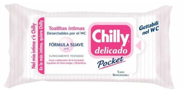 "Chilly Delicate Pocket" intymios servetėlės "Gentle Formula" 12 vienetų