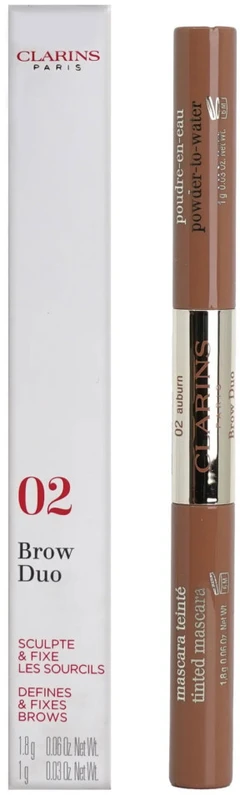 Clarins Brow Duo Defining & Long Lasting Eyebrow Pieštukas Eyebrow Kreminis Pieštukas & Gel 2-In-1 02 Auburn 2.8 g