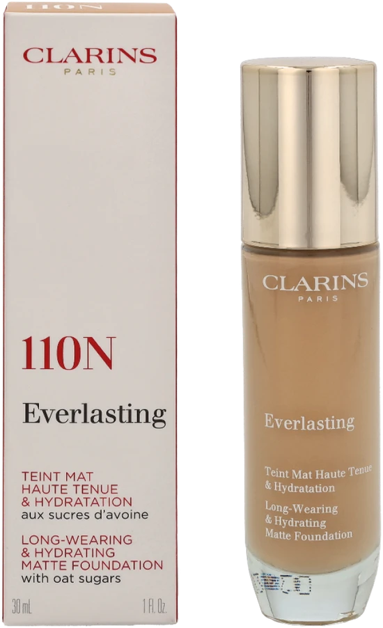 Clarins Everlasting Matte Foundation makiažo pagrindas, atspalvis: 110N - Honey, 30 ml