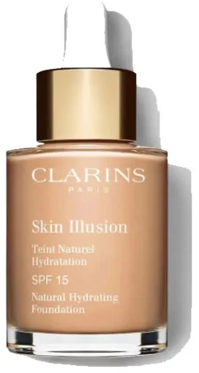 „Clarins Skin Illusion“ natūralus drėkinamasis makiažo pagrindas SPF15 108.3 organza, 30 ml