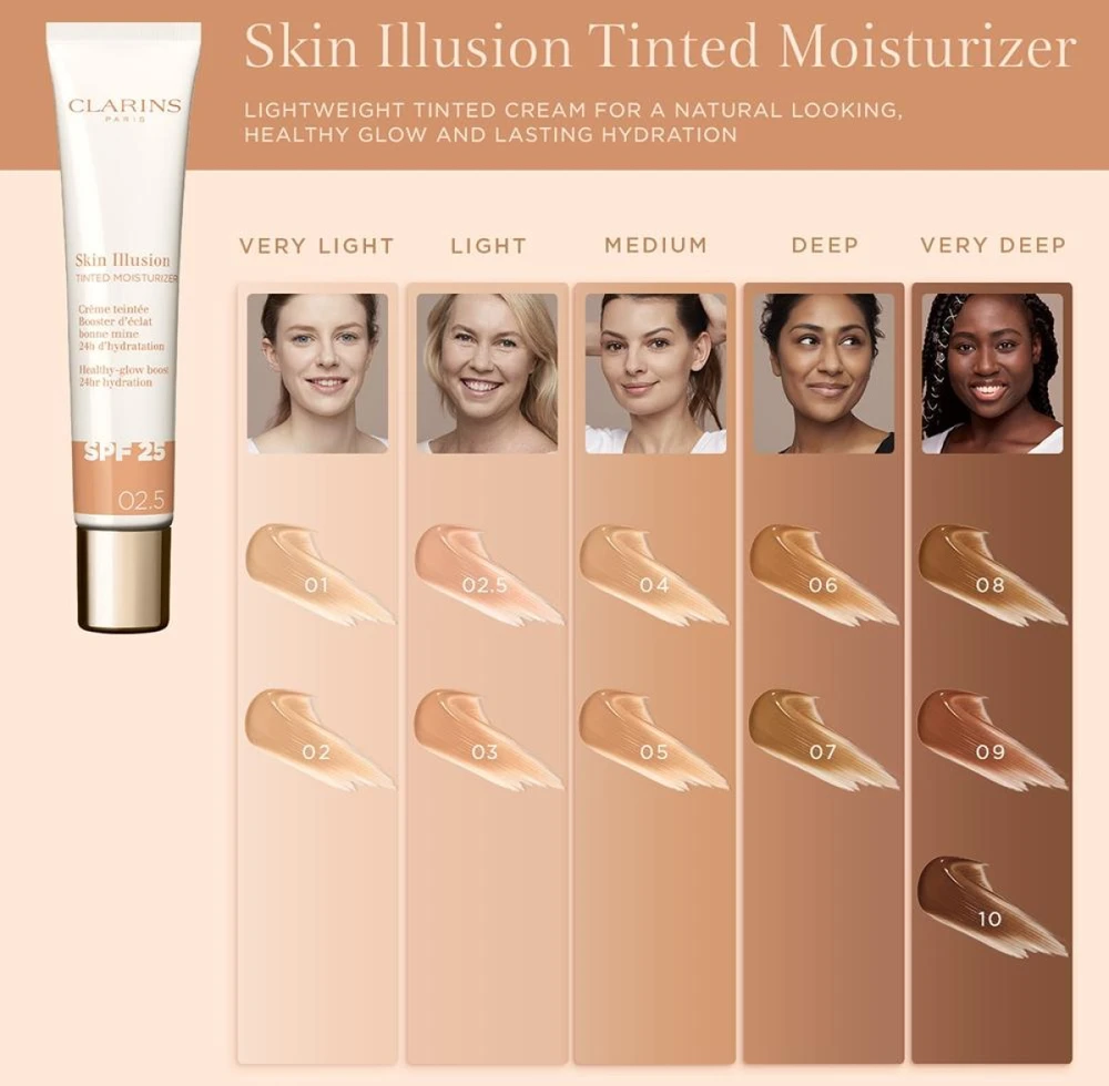 Clarins Skin Illusion Tinted Moisturizer SPF 25 tonuojantis kremas | atspalvis: 02, 40 ml