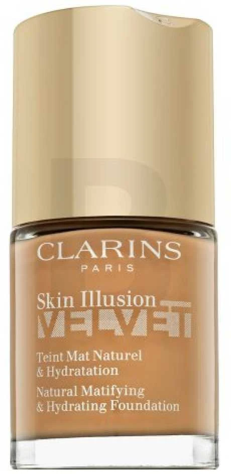 Clarins Skin Illusion Velvet natūralus matinį ir drėkinamąjį makiažo pagrindą suteikiantis makiažo pagrindas 112.3N santalas, 30 ml