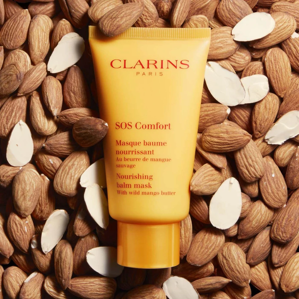 Clarins SOS Comfort maitininantis Balm Mask maitinamoji kaukė labai sausai odai su laukinių mangų sviestu, 75 ml