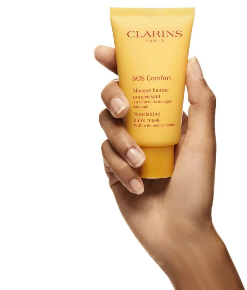 Clarins SOS Comfort maitininantis Balm Mask maitinamoji kaukė labai sausai odai su laukinių mangų sviestu, 75 ml