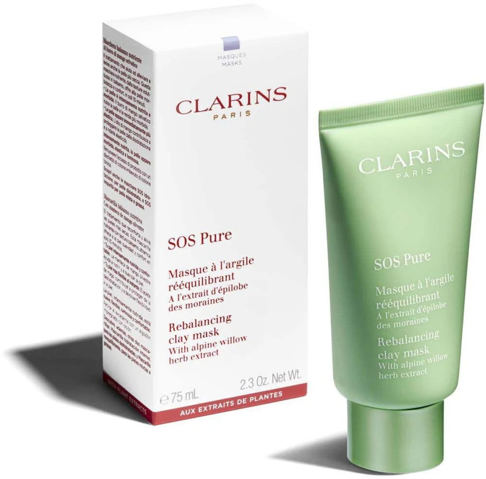 Clarins SOS Pure Rebalancing Clay Mask molio kaukė, 75 ml