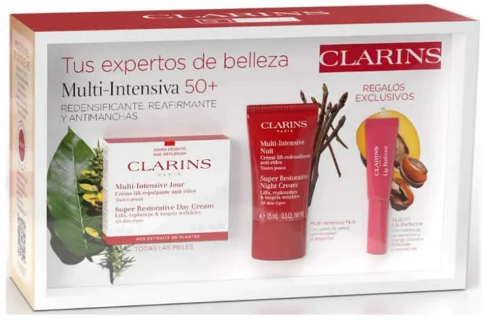„Clarins Super Restorative Day Kreminis“ visiems odos tipams, 50 ml rinkinys, 3 dalys