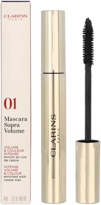 Blakstienų tušas Clarins Supra Volume, spalva: 01 Intense Black, 8 ml