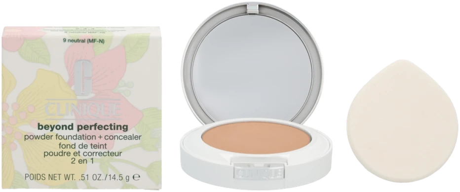 „Clinique Beyond Perfecting Powder Foundation“ pudros pagrindas + kaukė #09 Neutral (MF-N), 14.5 g