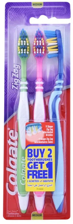 Colgate Zig Zag Medium Dantų šepetėlis 3 Units