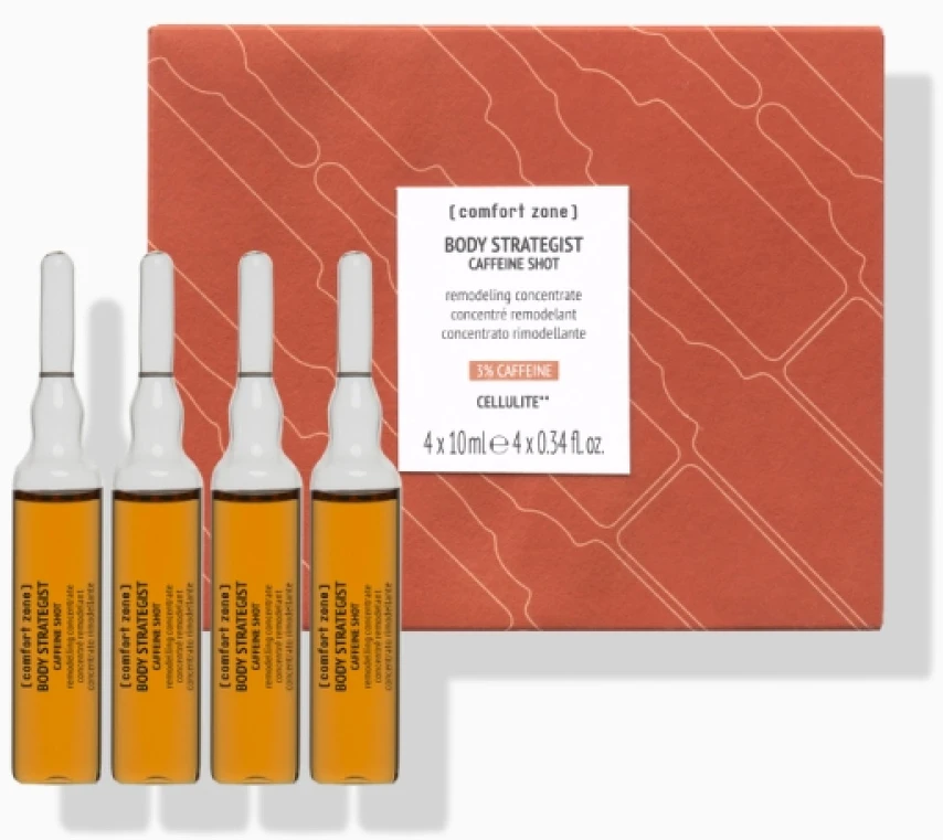 Comfort Zone Body Strategist Caffeine Shot Set modeliuojantis koncentratas kūnui, 4 x 10 ml