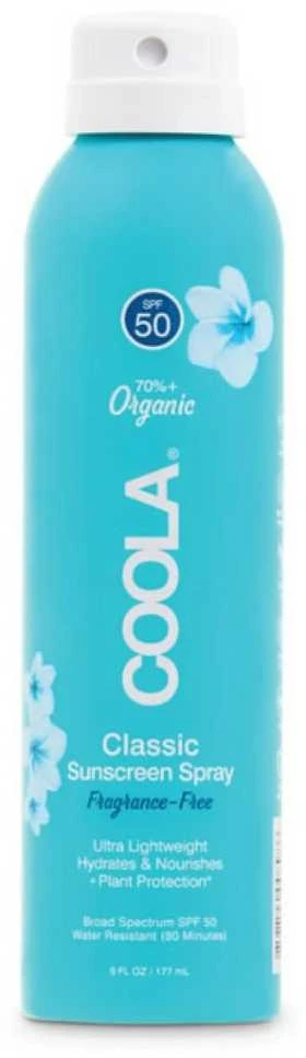 "Coola Classic Body" organinis apsauginis purškiklis nuo saulės Spf50 be kvapiklių 177ml