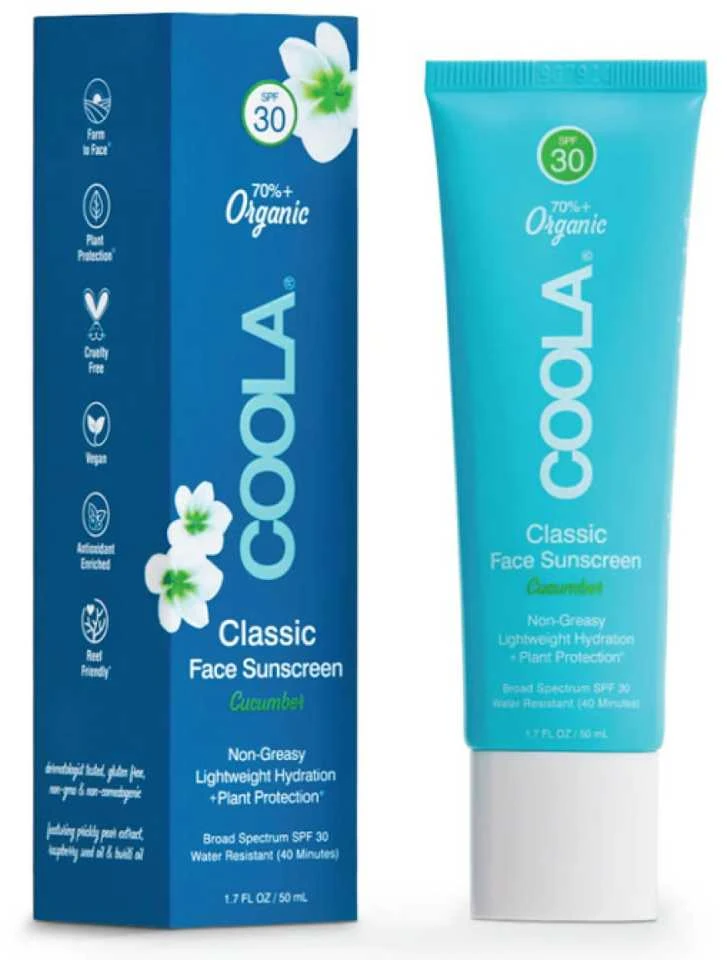 "Coola Classic Face" ekologiškas apsauginis losjonas nuo saulės "Cucumber Spf30" 50ml