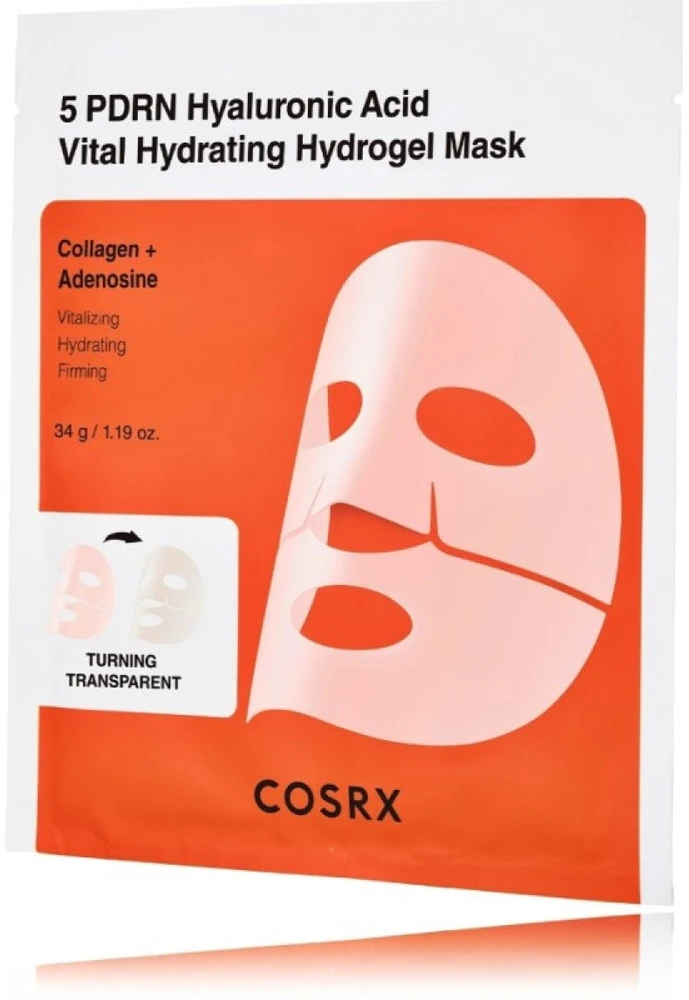 COSRX 5 PDRN Hyaluronic Acid Vital Hydrating Hydrogel Mask lakštinė veido kaukė, 3 x 34 g