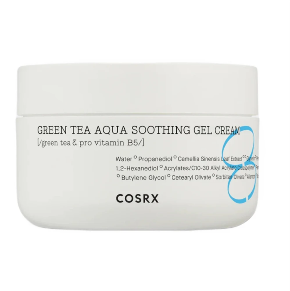 COSRX Hydrium Green Tea Aqua Soothing Gel Cream Raminamasis gelinis veido kremas su žaliąja arbata, 50 ml