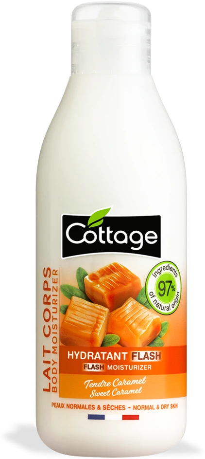 "Cottage Instant" drėkinamasis karamelinis kūno pienelis 200ml