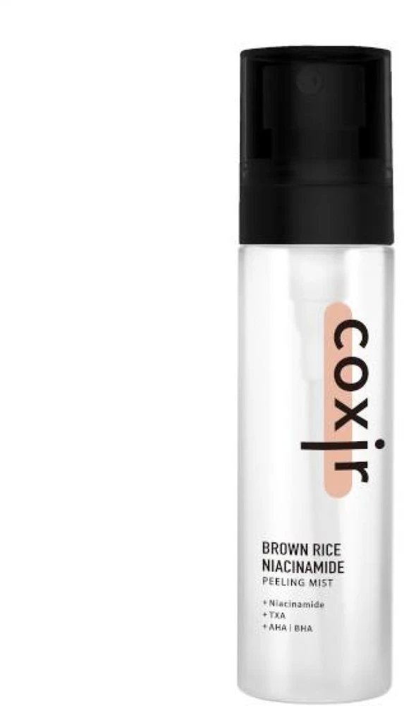 Coxir Brown Rice Niacinamide Peeling Mist šveičiamoji veido dulksna, 80 ml