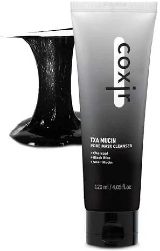 Coxir TXA Mucin Pore Mask Valiklis putojanti kaukė porų valymui su traneksamo rūgštimi ir sraigių mucinu, 120 ml