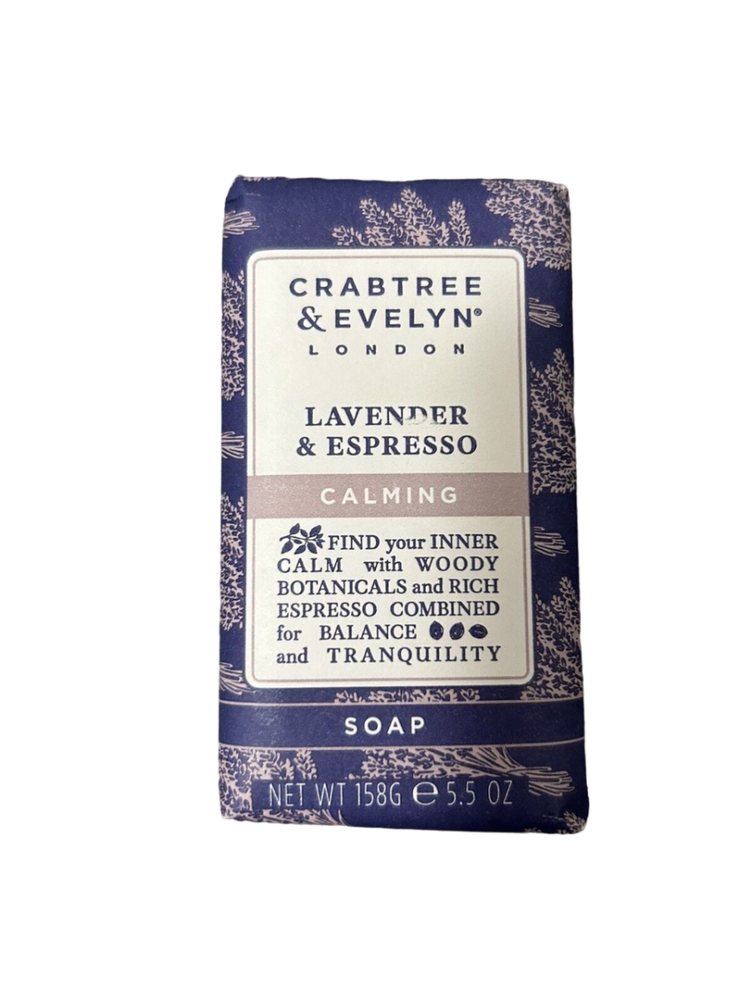 „Crabtree & Evelyn“ levandų ir espreso raminamasis muilo gabalėlis, 158 g