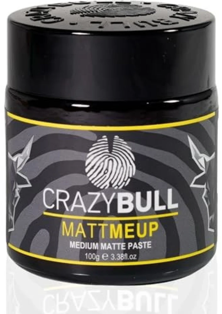 Crazy Bull MattMeup Medium Matte Paste vidutinės fiksacijos formavimo pasta plaukams, 100 g