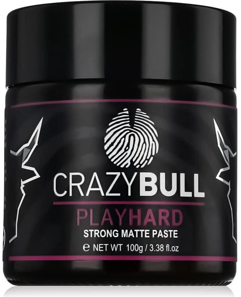 Crazy Bull Play Hard Strong Matte Paste stiprios fiksacijos plaukų pasta vyrams, 100 g