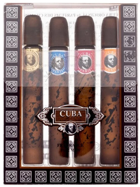 Cuba Set Miniatures rinkinys vyrams (EDT Gold, 5 ml + EDT Mėlyna, 5 ml + EDT Oranžinis, 5 ml + EDT Raudona, 5 ml)