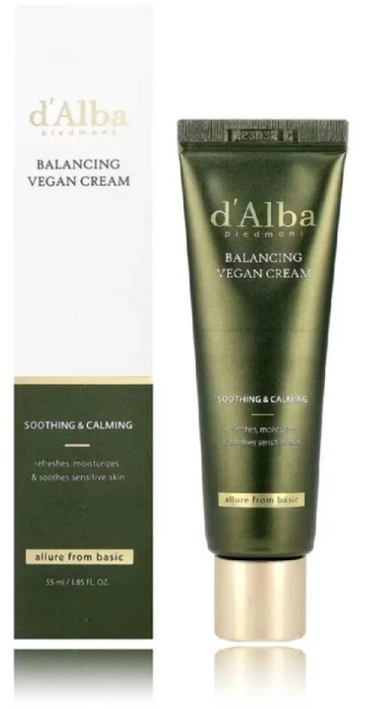 d'Alba Soothing & Calming Balancing Vegan Kremas veido kremas jautriai odai, 55 ml