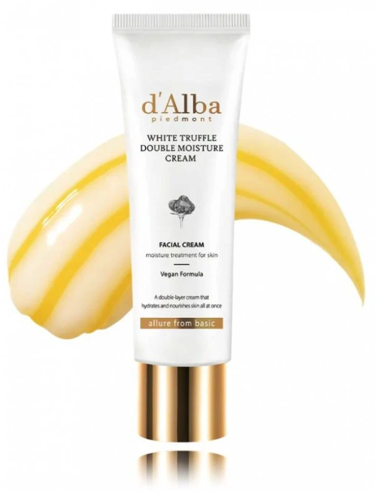 d'Alba Baltas Truffle Double Moisture Kreminis dvigubos tekstūros drėkinamasis veido kremas su baltaisiais triufeliais, 60 ml