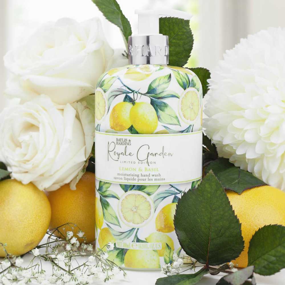 Baylis & Harding Royale Garden Lemon & Basil skystas rankų muilas, 500 ml