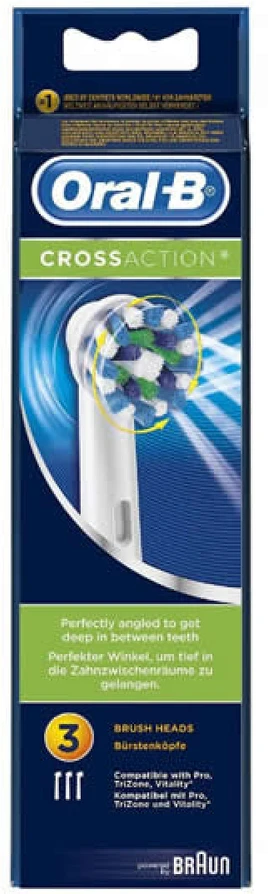 Oral-B CrossAction keičiama dantų šepetėlio galvutė 3 vnt
