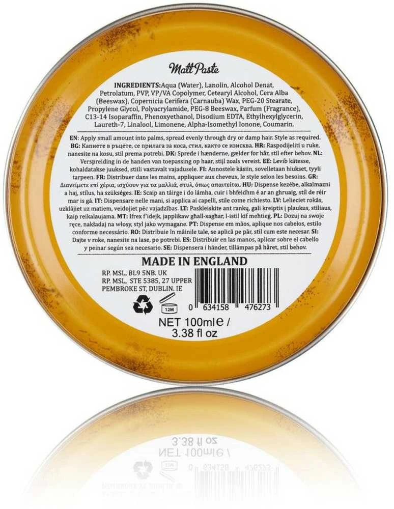 Dapper Dan Matt Paste stiprios fiksacijos, matinė plaukų modeliavimo pasta, 100 ml
