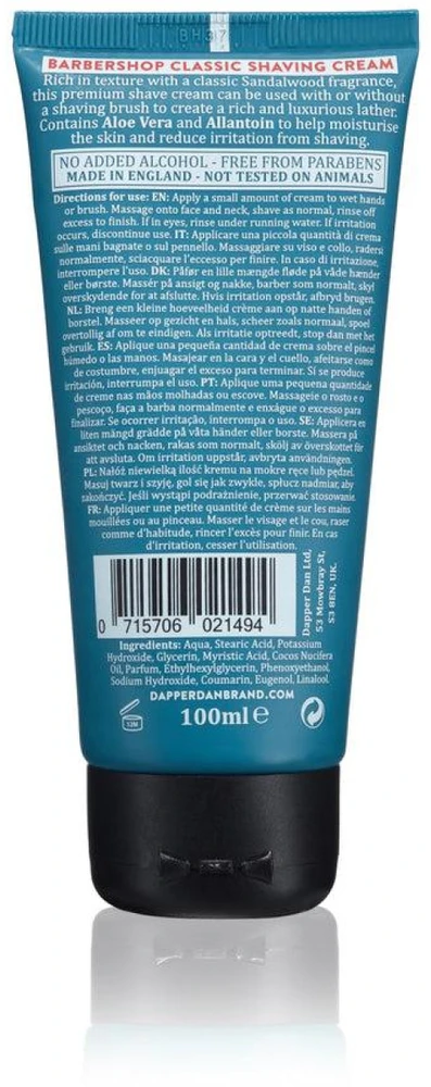 Dapper Dan Shaving Kreminis santalmedžio aromato skutimosi kremas, 100 ml