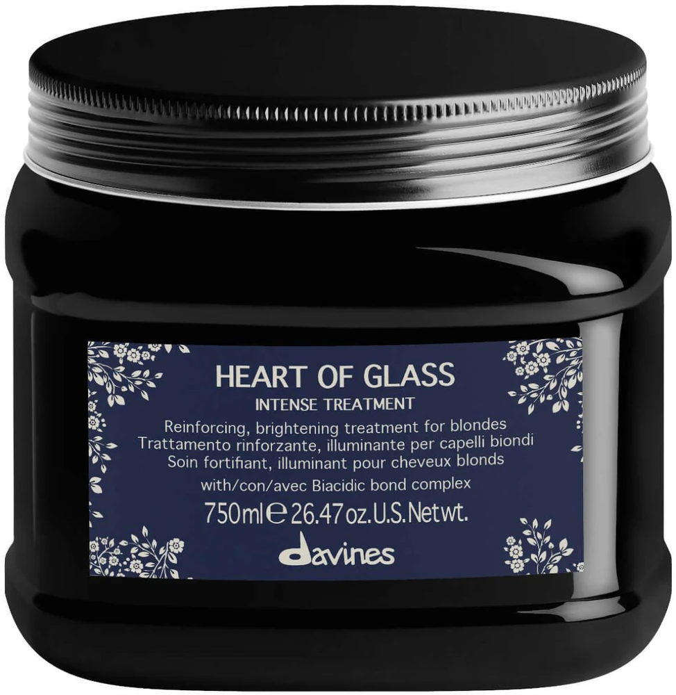 Davines HEART OF GLASS Intense Treatment šviesius plaukus stiprinanti kaukė, 750 ml