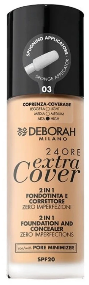 Deborah Milano 24 Ore Extra Cover 2 In 1 SPF20 03, 30 ml