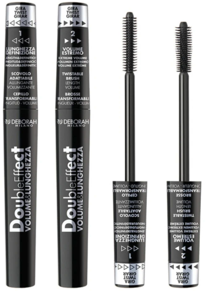 Deborah Milano Double Effect blakstienų tušas juodas