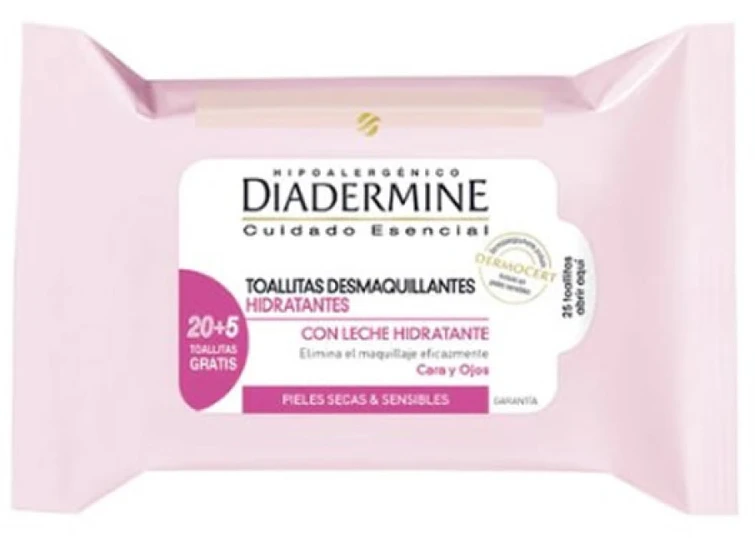 "Diadermine" drėkinamosios makiažo valomosios servetėlės 25 vnt