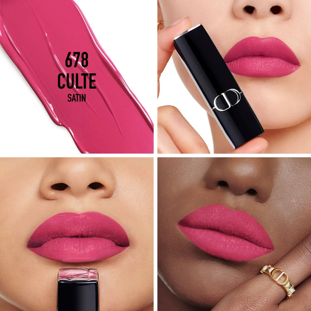 Shiseido Dior Rouge Dior Papildomas Lipstick ilgalaikiai lūpų dažai, 678- Culte Satin finish, 3,5 g