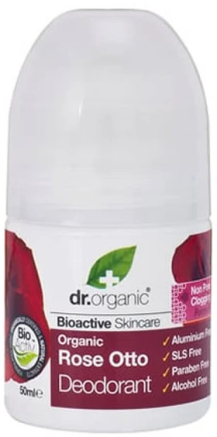 Dr. Organic Rose Otto Dezodorantas Roll On rutulinis dezodorantas, 50 ml
