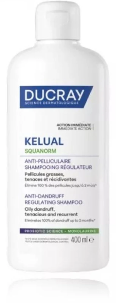 Ducray Kelual Squanorm Regulating Treatment Šampūnas šampūnas riebiai / pleiskanotai galvos odai, 400 ml