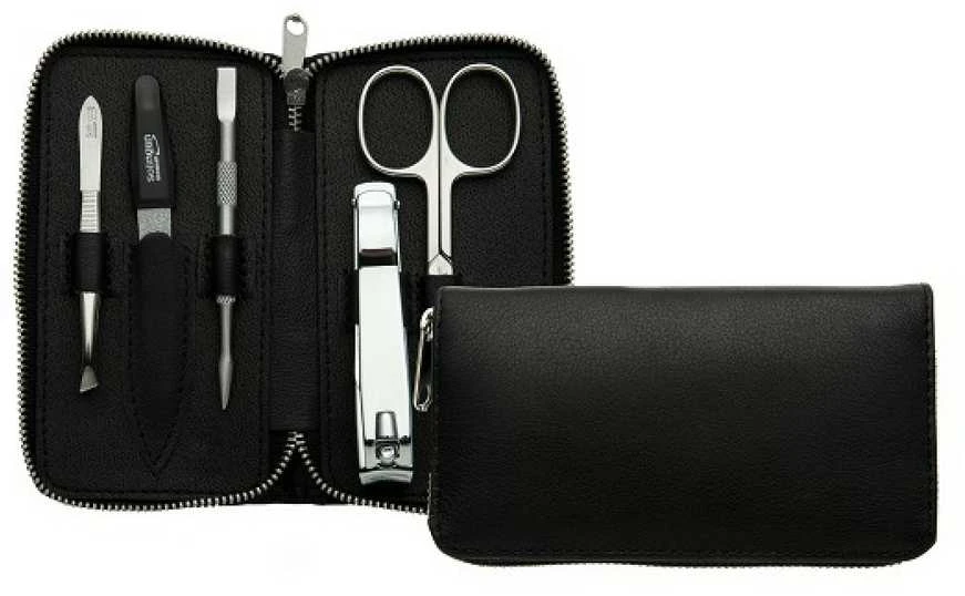 DuKaS Juodas manikiūro rinkinys vyrams "Zipper" 6 dalių "Premium Line