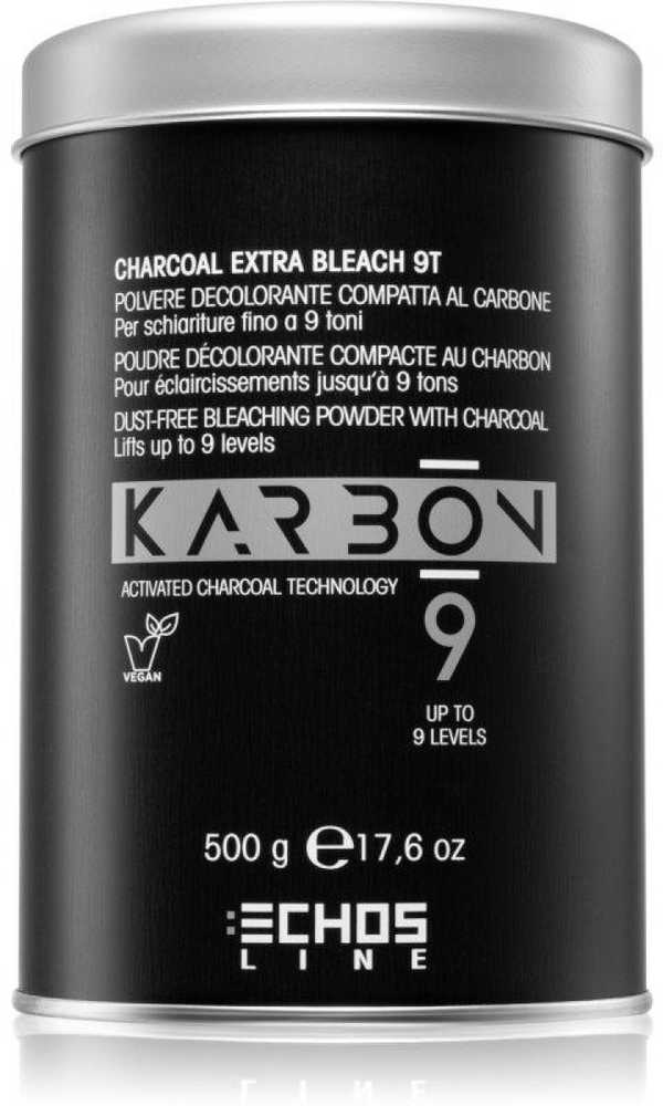 Echosline Karbon 9 Dust-Free Bleaching Powder with Charcoal plaukus šviesinantys milteliai, 500g