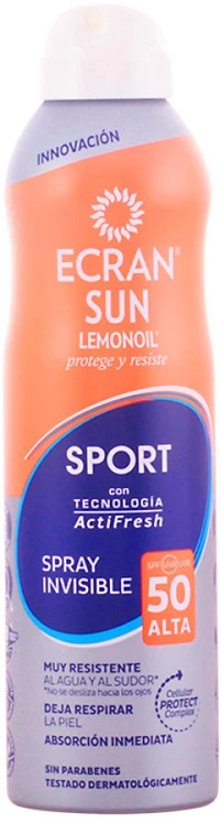 Ecran Sun Lemonoil Sport Invisible Purškiklis purškalas nuo saulės su Spf50 250ml