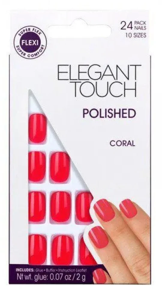 Elegant Touch Core Colour Nails With Glue Short Stiletto Blush Suede 24 U