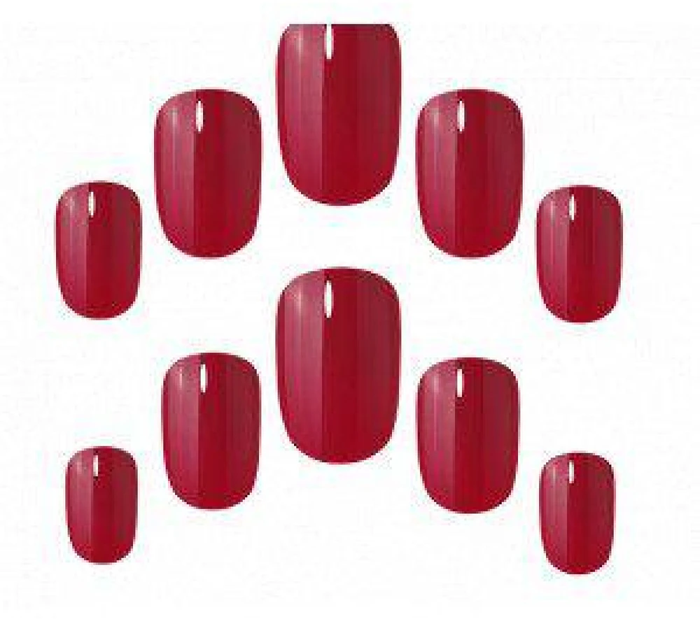 Elegant Touch Polished Color 24 Nails With Glue Squoval Rich Raudona