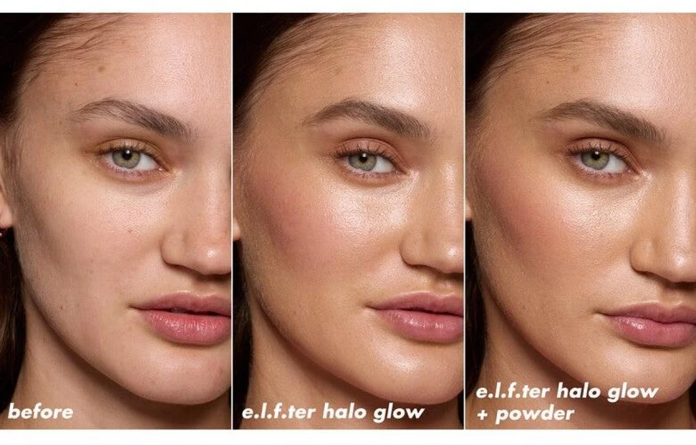 „Elf Cosmetics Elf Halo Glow“ pudrinė-filtrinė makiažo priemonė, presuota pudra, atspalvis; „Light Warm“, 10 g