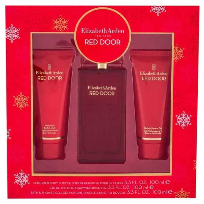 Elizabeth Arden Raudona Door EDT rinkinys moterims (EDT 100ml + 100ml Body lotion + 100ml Dušo želė)