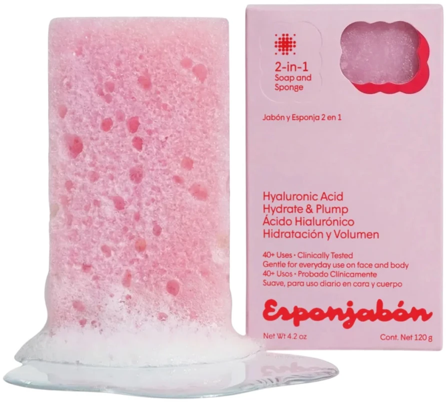 Esponjabon Hyaluronic Acid Cleansing & Hydrating Massage Soap Bar Face & Body, 120 g