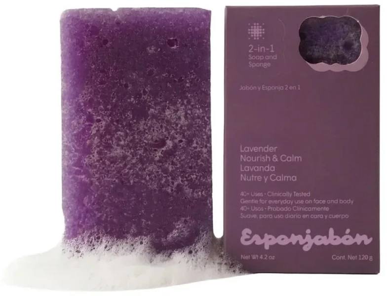 Esponjabon Lavander maitininantis Soap & Sponge 2-In-1 For Face & Body, 120 g