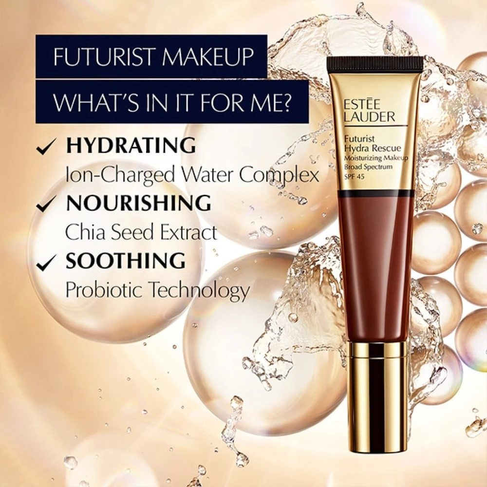 Estee Lauder Futurist Hydra Rescue SPF45 drėkinantis makiažo pagrindas, spalva: 4w1 Honey Bronze, 35 ml
